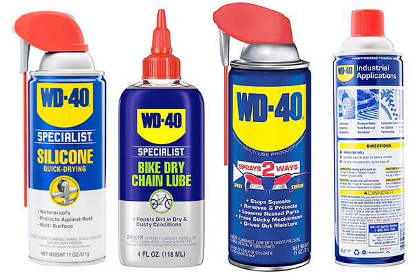 various types of wd-40 that one might use on a bike chain